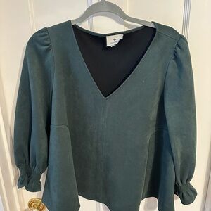Tuckernuck Deep Green V-Neck Blouse